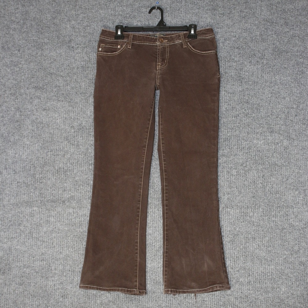 Seven7 Flare Jeans Womens 30 Brown Cotton Spandex‎ Mid Rise Contrast Stitch Y2K